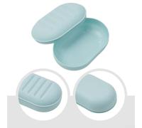 Besttoolifes Porte-savon ovale portable scellé pour voyage, douche, salle de bain, blanc, bleu clair, rose, bleu foncé (bleu clair)