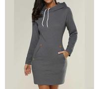 Besttoolifes Pull à capuche zippé pour femme | Tricot printemps automne, robe sweat-shirt ample, vêtements de détente de vacances, haut zippé de couleur unie