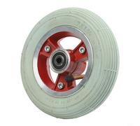 Besttoolifes Roue avant sans chambre à air pour fauteuil roulant électrique rouge de 8 mm avec bande de roulement en caoutchouc gris et jante en alliage d'aluminium, compatible avec fourches de 17,8 x