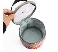 Besttoolifes Sac fourre-tout à tricoter pour le rangement de la laine, organiseur fourre-tout au crochet avec seau rond, sac de transport portable pour kit de couture, étui en tissu Oxford pour (F)