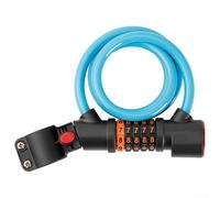 Besttoolifes Serrure avec feu arrière, combinaison à 5 chiffres pour antivol de vélo pour la sécurité nocturne, lumière rechargeable alimentée par USB C, câble en acier de 12 mm d'épaisseur, eau (bleu