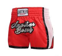 Besttoolifes Short de boxe pour entraînement Muay à la taille - Mélange de fibres respirantes avec élastique pour un transport facile - Boxer thaïlandais unisexe pour homme et femme (XXL rouge)