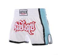 Besttoolifes Short unisexe mélangé pour Muay et respirant, confortable, en fibre thaïlandaise, boxe, arts martiaux, avec taille élastique pour homme et femme, entraînement flexible (blanc, taille M)