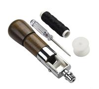 Besttoolifes Speedy for Stitcher Outil de couture pour tissus résistants, kit d'alêne pour cuir et toile, outil à main de couture en cuir avec poignée en bois, ensemble d'alêne avec deux