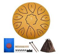 Besttoolifes Tambour à langue en acier, 15,2 cm, construction en acier durable à 11 notes, garantissant une relaxation pour le yoga, la musicothérapie et la décoration d'intérieur (doré)