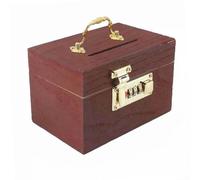 Besttoolifes Tirelire rétro en bois avec serrure, construction en bois robuste, 15 x 9,5 x 9,5 cm, jaune, rangement sécurisé pour les économies des enfants et les petits trésors (sans ourlet)