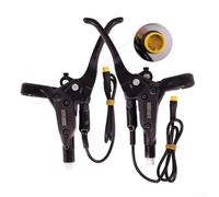 Besttoolifes Une paire de leviers de frein à 3 broches en alliage d'aluminium E-For Bike avec fonction d'arrêt pour vélos électriques - Poignée de frein à disque d'huile à 2 broches, collier de