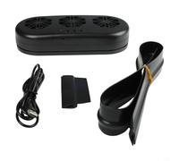 Besttoolifes Ventilateur de voiture à énergie solaire avec triple tête, purificateur d'air et trois ports de charge USB pour une dissipation efficace de la chaleur et une installation facile (noir)