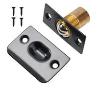 Besttoolifes Verrou à ressort réglable à bille pour portes coulissantes et de grange, loquet à rabat robuste en alliage de zinc à 90 degrés avec gâche, noir mat