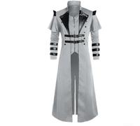 Besttoolifes Veste Steampunk pour homme avec queue-de-morue gothique, victorien, médiévale, assassin, pirate, costume victorien pour homme (taille L, gris)