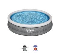 Piscine hors-sol ronde 366x76 cm avec effet rotin Bestway Fast Set 57445 Bleue G