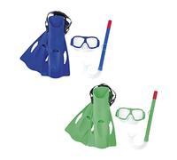 Bestway 25019 Set de Plongée Masque, Palmes 37/41 et Tuba Junior 7/14 Ans 2 Couleurs Assorties