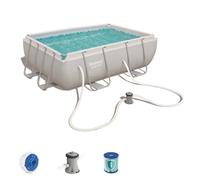 Bestway 56629| Power Steel - Piscine Hors-Sol rectangulaire, 282 x 196 x 84 cm, Pompe de Filtration et Distributeur Chemconnect Inclus