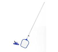 Bestway 58195 Kit d'entretien pour piscines hors sol 6 pièces, épuisette, doseur flottant, thermomètre flottant, bandelettes de test, patch de réparation, manche alu 203 cm Bleu