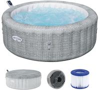 Bestway Bali MaxHold EnergySense UltraFit Smart AirJet 6 – 77"x28"/1,96mx71cm – Gris rotin rond