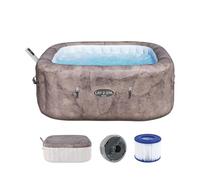 Bestway 71"x71"x28"/1.80mx1.80mx71cm Rome MaxHold EnergySense UltraFit Smart AirJet 6 Carré en marbre Marron