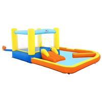 Bestway - Aire de Jeux avec Trampoline Et Pataugesoire - Jeu de Plein Air - 53381 - Orange - Beach Bounce - Plastique - 365 cm x 340 cm - Jeu de Plein Air - Trampoline - Piscine - À Partir de 3 Ans