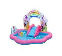 Bestway - Disney Aire de Jeux pour Enfants avec pataugeoire Gonflable Princess Enchanted Palace - 221 cm x 193 cm x 140 cm - Multicolore