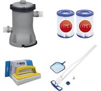 Bestway - Aspirateur de piscine AquaClean & pompe de filtration 2006 L/u & 2 filtres type II & brosse à récurer WAYS