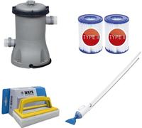 Bestway - Aspirateur de piscine AquaCrawl & pompe de filtration 2006 L/u & 2 filtres type II & brosse à récurer WAYS