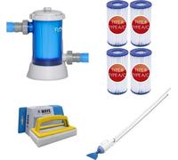 Bestway - Aspirateur de piscine AquaCrawl & pompe de filtration 5678 L/u & 4 filtres type III & brosse à récurer WAYS