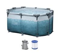 Bestway - Bassin pour Bain de Glace de récupération Glacial Dip 2 Personnes - 150 cm x 90 cm x 65 cm - Bleu/Gris