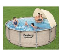 Bestway Ensemble de Piscine avec Auvent Power Steel 396x107 cm Hors Sol Jardin