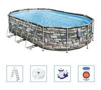 Bestway Ensemble de piscine ovale Power Steel Comfort 610x366x122 cm