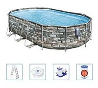 Bestway Ensemble de piscine ovale Power Steel Comfort 610x366x122 cm