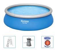 Bestway - Fast Set - Piscine gonflable avec pompe de filtration et échelle de piscine - 457x122 cm - Ronde