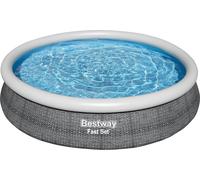 Bestway® Fast Set™ Piscine hors sol sans pompe Ø 366 x 76 cm, aspect rotin (gris ardoise), ronde