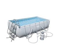Bestway Frame Pool Power Steel Set, Hellgrau, Rechteckig Mit Sandfilterpumpe 56442 - BGSX16EX04, Gris, 404 x 201 x 100 cm