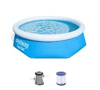 Bestway - Piscine hors sol ronde gonflable Fast Set, diamètre 244 cm hauteur 66 cm + filtre à cartouche