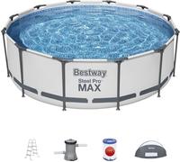 BESTWAY Kit piscine hors sol tubulaire - Steel Pro Max™ - 366 cm x 100 - rond (pompe de filtration, échelle, store)