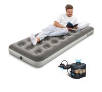 Bestway Matelas Gonflable de Camping de qualité supérieure avec Pompe à Batterie sans Fil, lit Gonflable floqué Simple, Portable, Matelas pneumatique de Camping en Plein air