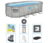 Bestway Oval Power Steel Swim Vista Piscine - Pression de la pierre - 549 x 274 x 122 - pompe - échelle - couverture kit d'entretien - filtre - carrelage de fond inclus