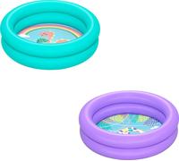 Piscinette pataugeoire gonflable ronde 2 boudins 61 x 15 cm, 2 couleurs assorties, Vert Ou Violet
