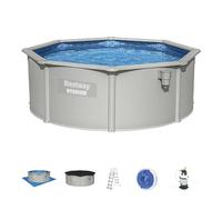 Piscine Hors Sol Bestway Hydrium Ronde Ø360x120 cm Épurateur à Sable 3.028L-H, Tapis de Sol, Bâche et Échelle