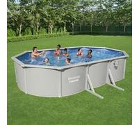 Bestway Piscine Encadrée Hors Sol Ovale Hydrium Pompe de Filtration Echelle de Piscine de Sécurité Arière-cour Jardin Extérieur 610x360x120 cm Gris G