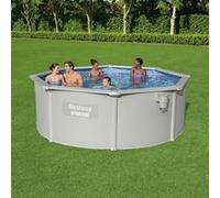 Bestway Piscine Encadrée Hors Sol ronde Hydrium Jardin Extérieur Arrière-cour Echelle de Piscine Filtre à Sable Bâche de Sol 360x120 cm Gris G