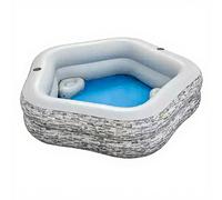 Bestway Piscine familiale TruPrint Stone 213-206-53 cm, gris crème