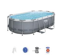 Bestway Piscine Hors Sol Ovale Power Steel™ 427 x 250 x 100 cm avec Filtre à Cartouche, échelle