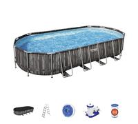 Bestway Piscine tubulaire ovale power steel 7.32 x 3.66 x 1.22 m - décor bois