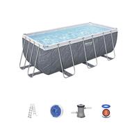 BESTWAY Piscine hors sol rectangle Power Steel 412 x 201 x 122 cm décor marbre