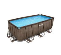 Bestway Piscine Hors Sol Rectangle Power Steel 412 x 201 x 122 cm rotin Marron