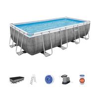 Bestway Piscine Hors Sol Rectangle Power Steel 549 x 274 x 122 cm rotin Gris