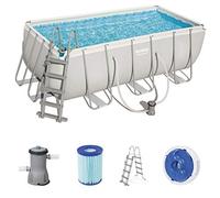 Bestway Piscine rectangulaire avec Cadre en Acier et Pompe de Filtration 412 x 201 x 122 cm Gris