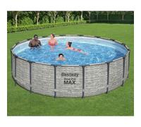 Bestway Piscine Ronde Power Steel 488x122 cm Piscine à Cadre Hors Sol Jardin