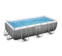 Bestway Power Steel Deluxe Frame Piscine rectangulaire avec Cadre en Acier Solide Livraison en kit Complet Aspect rotin 404 x 201 x 100 cm Marron