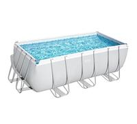 Bestway Power Steel Frame Kit Piscine avec Pompe de Filtration 412 x 201 x 122 cm Gris Clair Carré